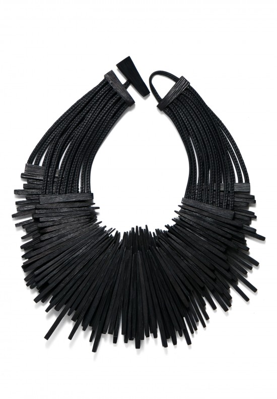 Monies Short Radial Ebony and Leather Necklace	