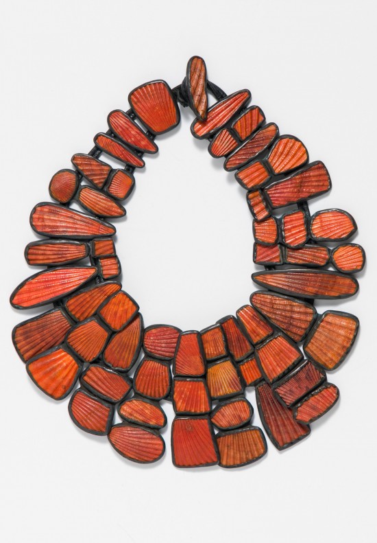 Monies Orange Shell & Oxidized Copper Necklace	