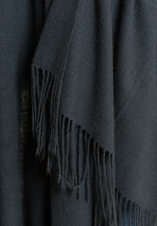 Denis Colomb Handwoven/Hand-Spun Cashmere Oslo Blanket in Moonless