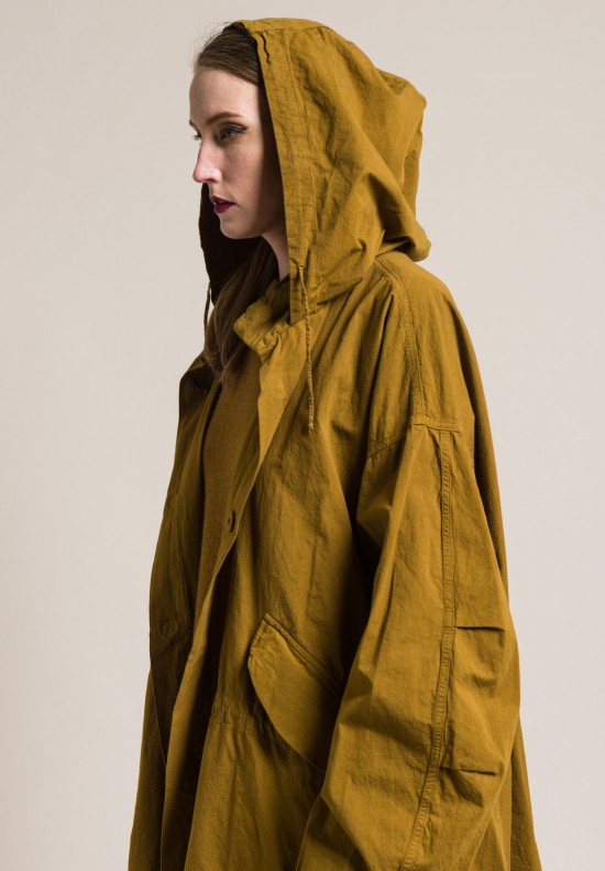 kaval Washed Heavy Cotton Hooded Overcoat in Mustard | Santa Fe Dry ...