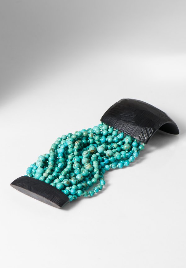 Monies UNIQUE Turquoise & Scratch Ebony Bracelet	