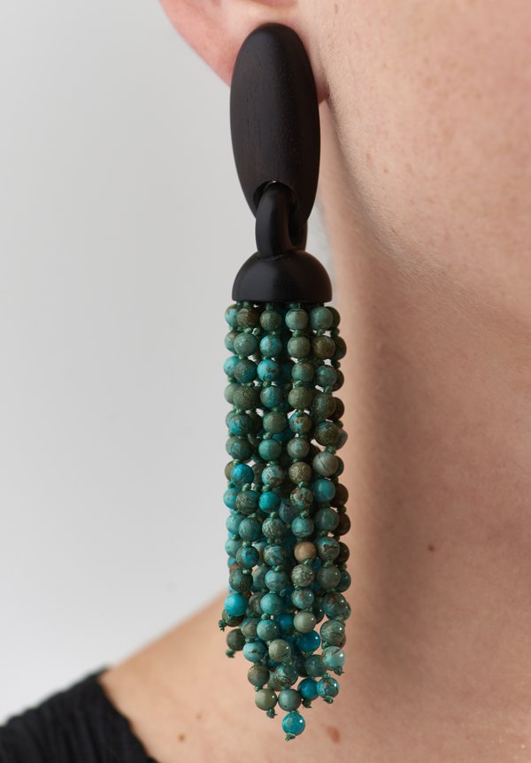 Monies UNIQUE Turquoise & Ebony Clip-On Earrings	