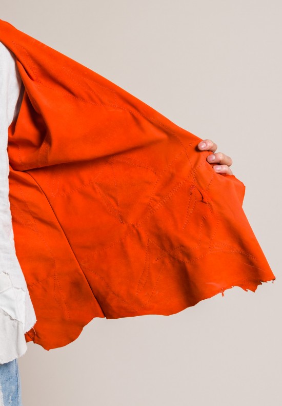 Susan Riedweg Lamb Leather Fittedish Jacket in Orange Fish