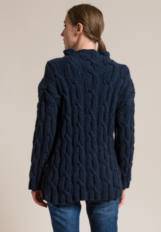 Hania Cashmere Pines Sweater in Dark Blue