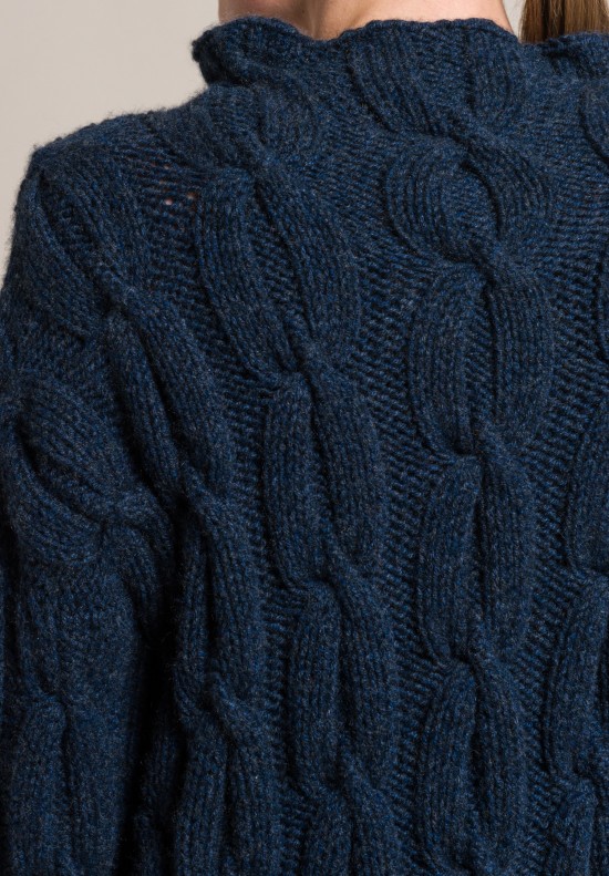 Hania Cashmere Pines Sweater in Dark Blue