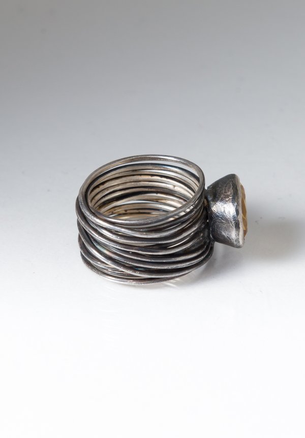 Disa Allsopp Oxidized Silver, Citrine Spaghetti Ring
