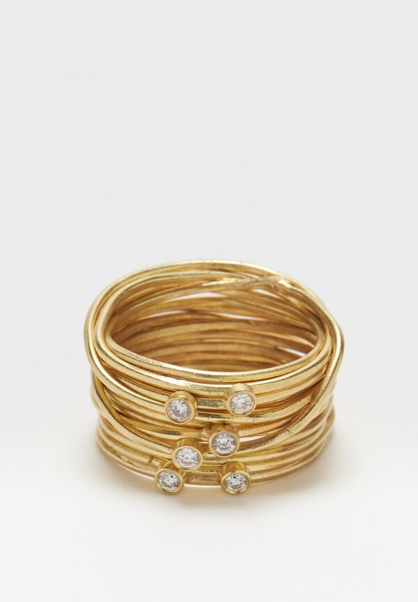 Disa Allsopp 18K Gold, 6 Diamond Spaghetti Ring