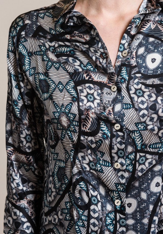 Geoffrey B. Small Handmade Fitted Silk Shirt in Geometric