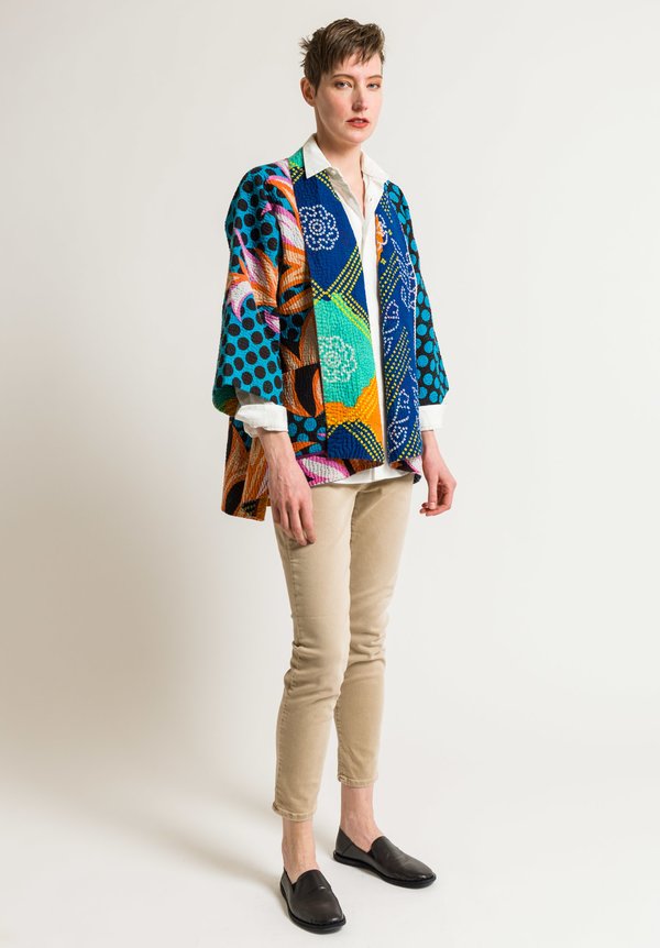 Mieko Mintz Kimono Jacket in Turquoise/Orange