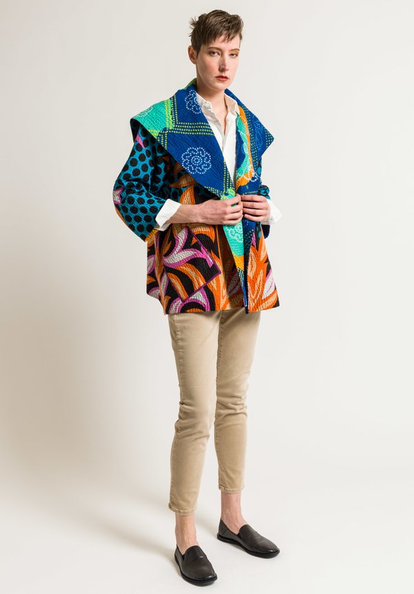 Mieko Mintz Flare Jacket in Turquoise/Orange