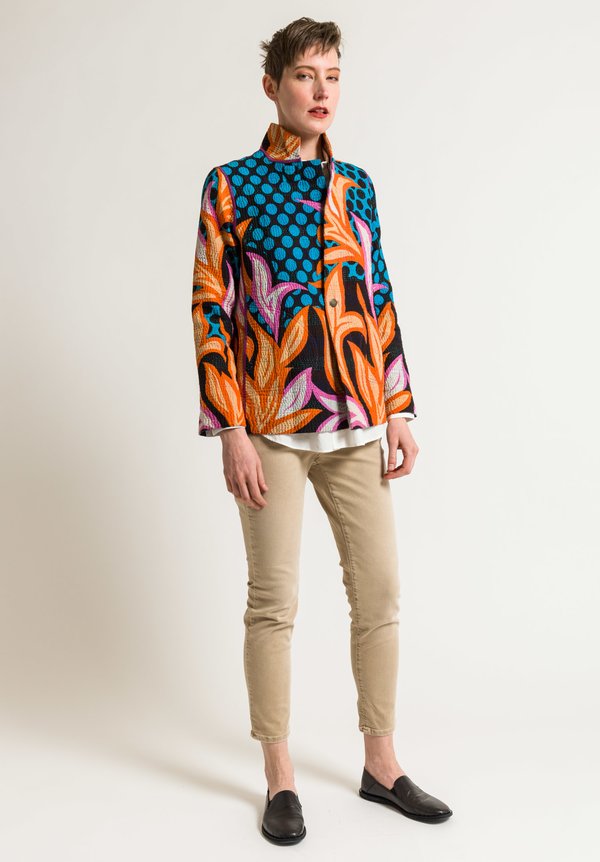 Mieko Mintz Simple Jacket in Turquoise/Orange