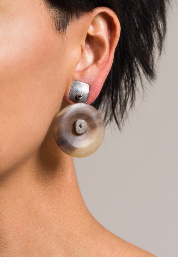 Holly Masterson Large Water Buffalo Horn Disk Earrings