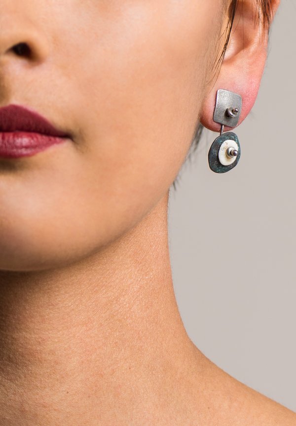 Holly Masterson Oxidized Disks & Shell Earrings
