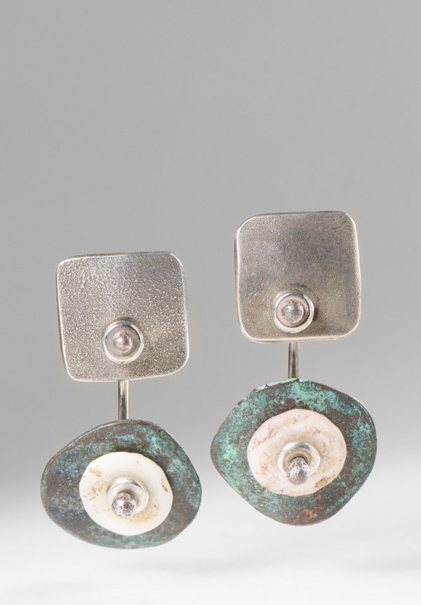 Holly Masterson Oxidized Disks & Shell Earrings