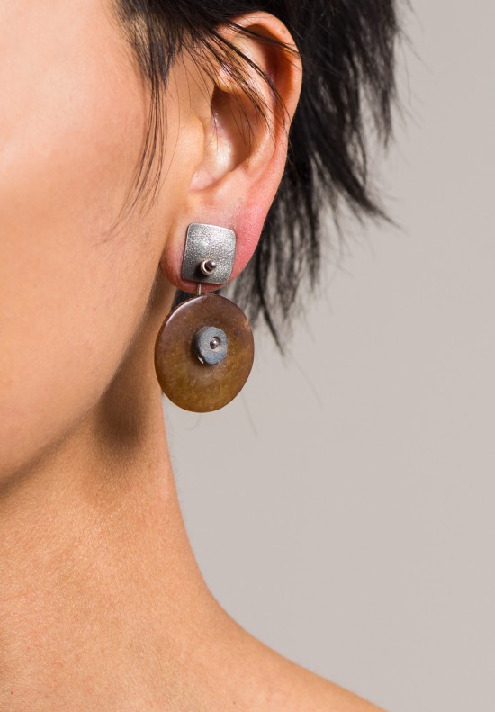 Holly Masterson Ancient Brown Jade Disk Earrings