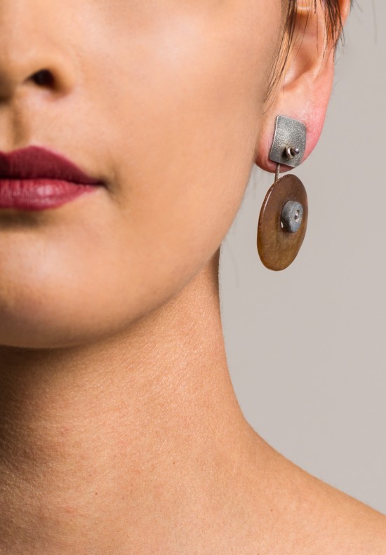 Holly Masterson Ancient Brown Jade Disk Earrings