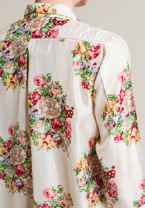 Péro Silk Floral Button-Down Tunic in White