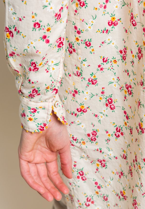 Péro Cotton Floral Button-Down Tunic in Cream