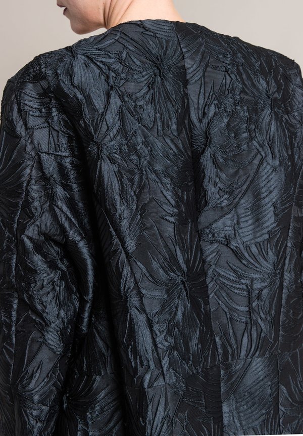Urban Zen Reefer Floral Jacquard Jacket in Black