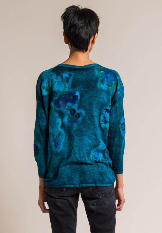 Avant Toi Cashmere/Silk Felted Patchwork Sweater in Turchese