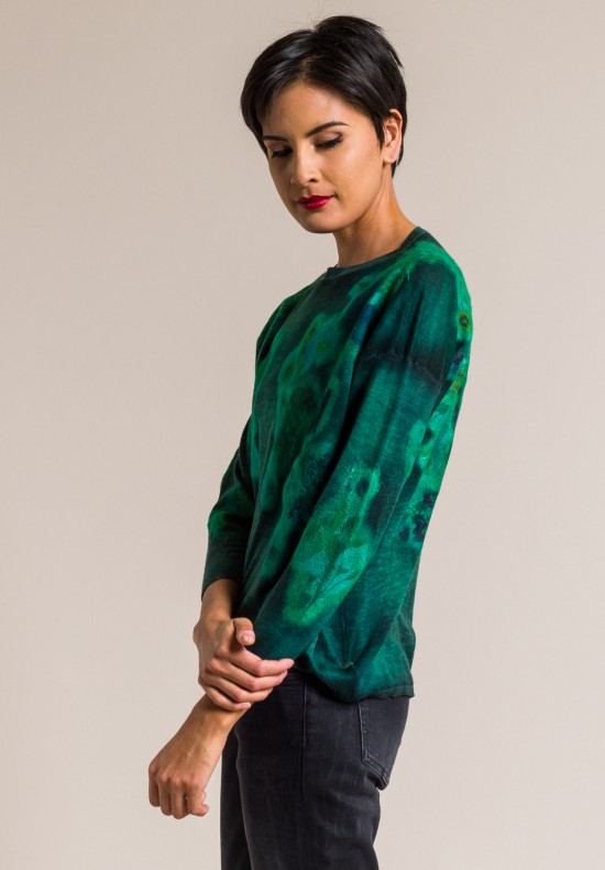 Avant Toi Cashmere/Silk Felted Patchwork Sweater in Smeraldo