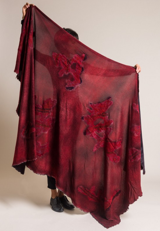 Avant Toi Cashmere/Silk Large Felted Patchwork Shawl in Smalto