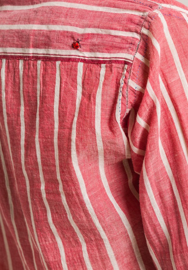 Péro Cotton Striped Button-Down Shirt in Red Stripe