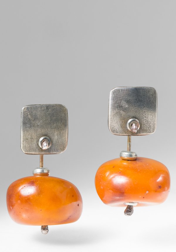 Holly Masterson Large Old Tibetan Amber Earrings
