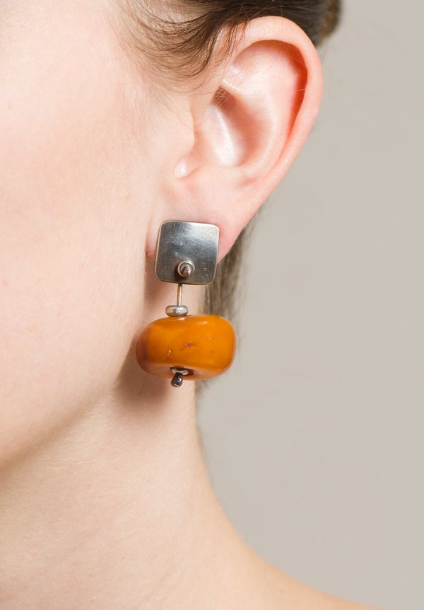 Holly Masterson Large Old Tibetan Amber Earrings