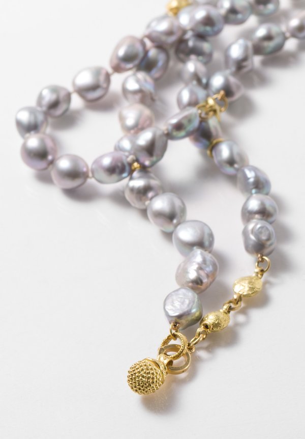 Tovi Farber 18K, Grey Pearl Necklace	