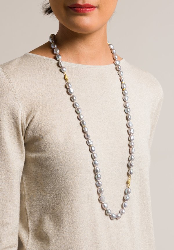 Tovi Farber 18K, Grey Pearl Necklace	