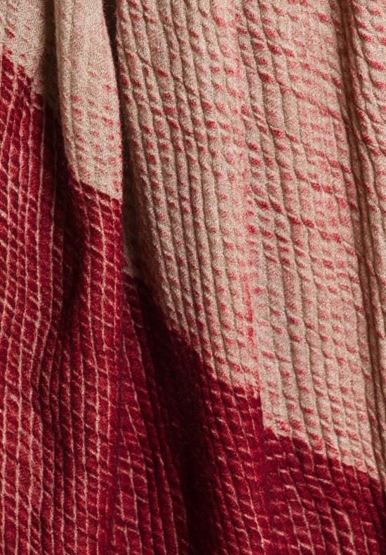 Tal Wool Shibori Scarf in Red/Natural