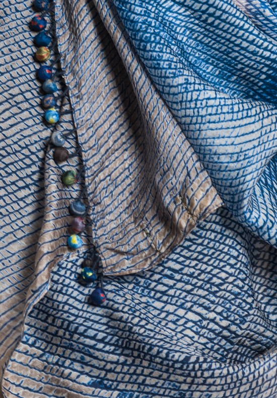 Tal Silk Rectangular Shibori Scarf in Blue