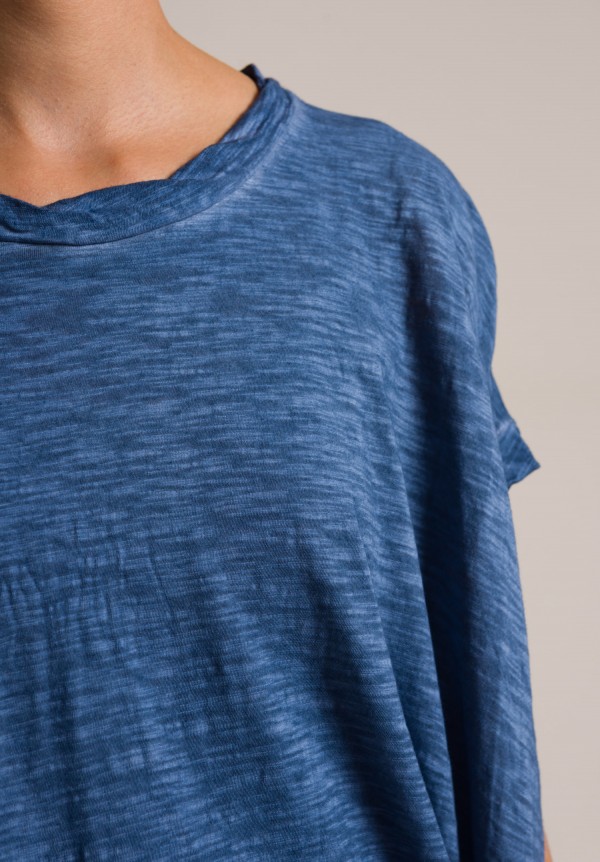Gilda Midani Solid Dyed Cotton Square Tee in Deep Blue