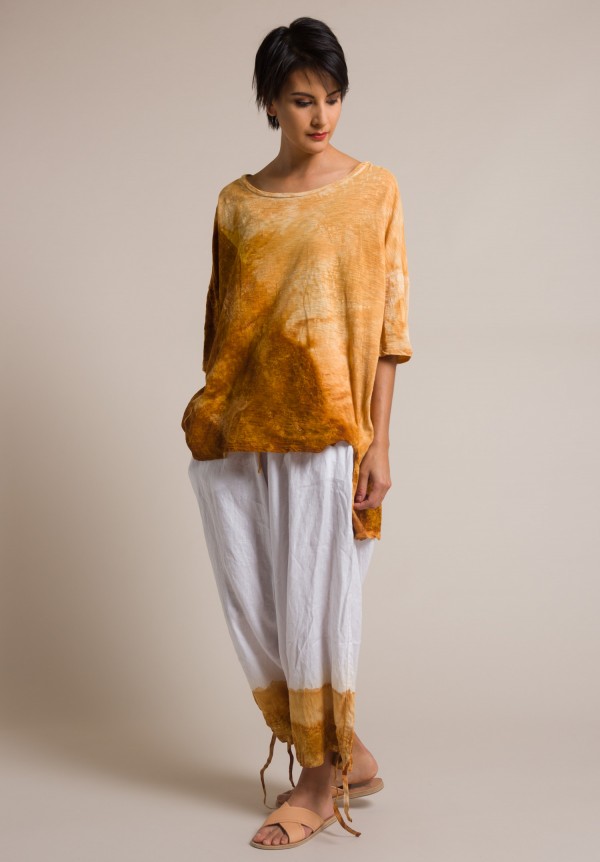 Gilda Midani Pattern Dyed Short Sleeve Cotton Super Tee in Solid Rust Orange