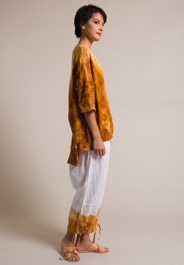 Gilda Midani Pattern Dyed Short Sleeve Cotton Super Tee in Solid Rust Orange