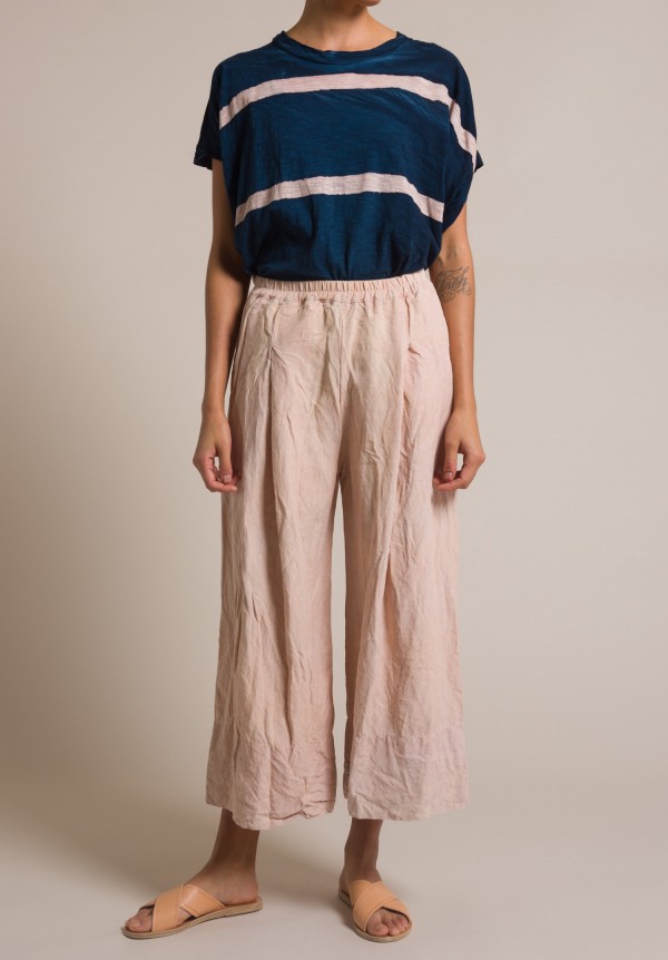 Gilda Midani Solid Dyed Pleats Pants in Cream Pink