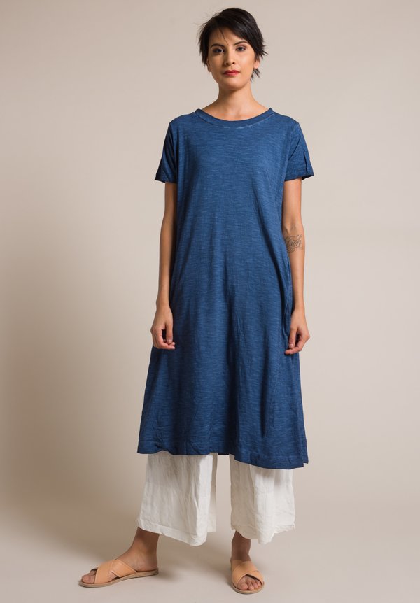 Gilda Midani Short Sleeve Cotton Maria Dress in Deep Blue