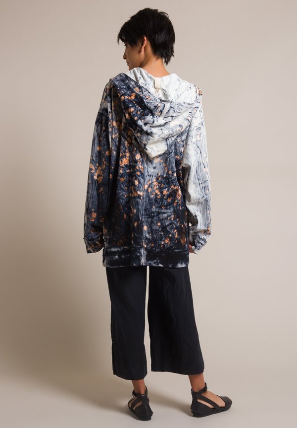 Gilda Midani Splatter Dyed Sweater Jacket in Deep Sea Blue & White