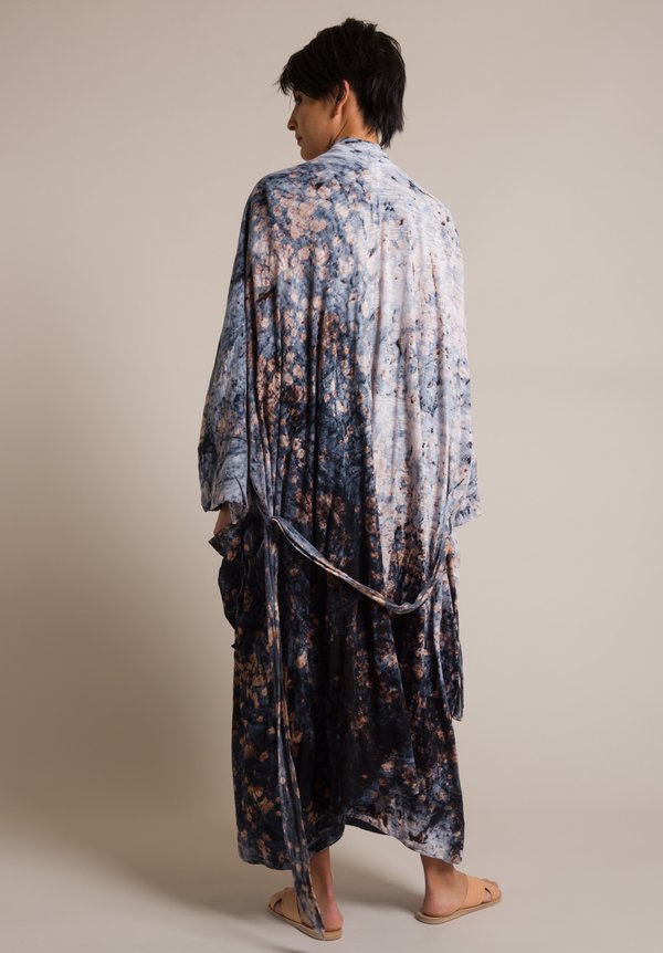 Gilda Midani Splatter Pattern Dyed Kimono Jacket in Deep Sea Blue & White