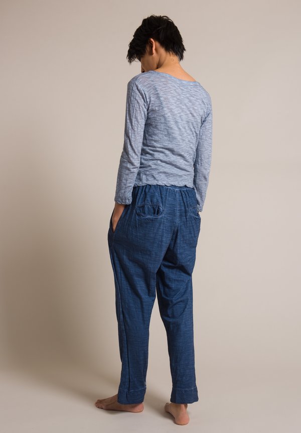 Gilda Midani Straight Cotton Pants in Deep Blue