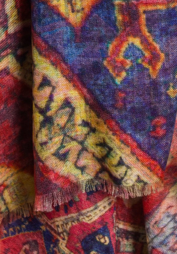 Alonpi Cashmere Cashmere/Silk Printed Scarf in Pagoda Multi