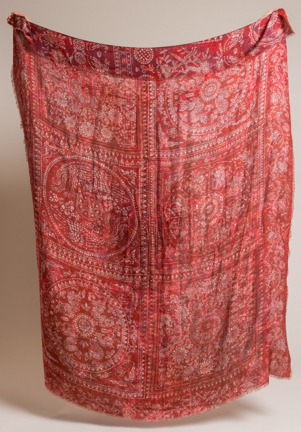 Alonpi Cashmere Cashmere/Silk Printed Scarf in Tissue Red