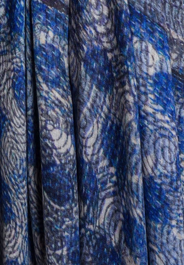 Alonpi Cashmere Cashmere/Silk Printed Scarf in Quilt Blue