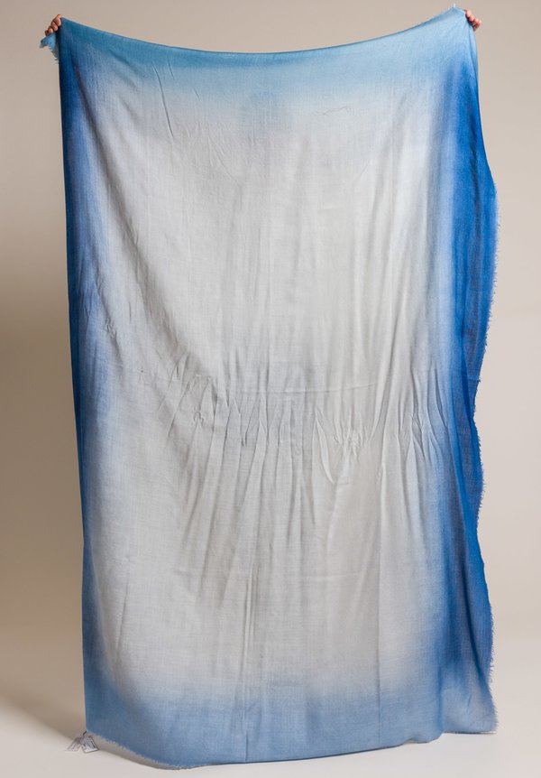 Alonpi Cashmere Cashmere/Silk Airbrush Printed Scarf in Start Blue