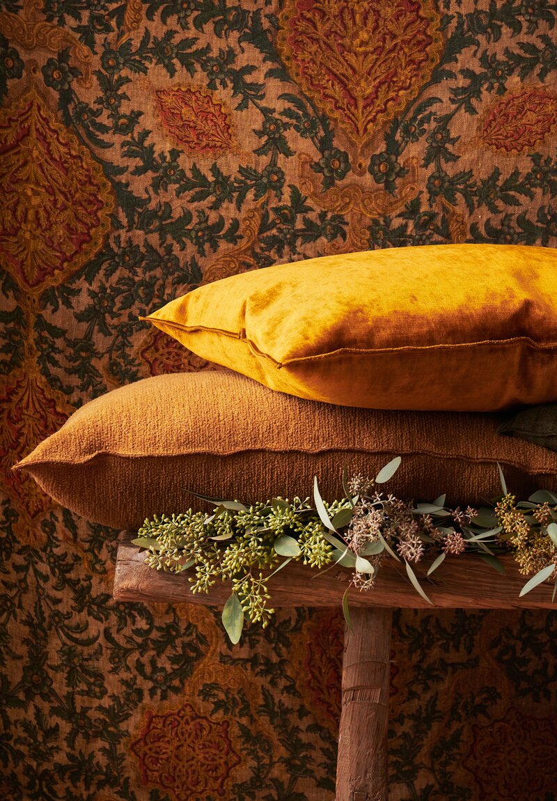 Royal Velvet Pillows in Amber Orange