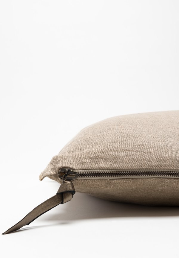 Crumpled Washed Linen Pillow in Taupe/ Ciment