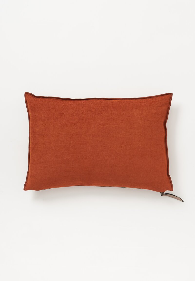 Chenille Soft Washed Linen Pillow in Rouille	