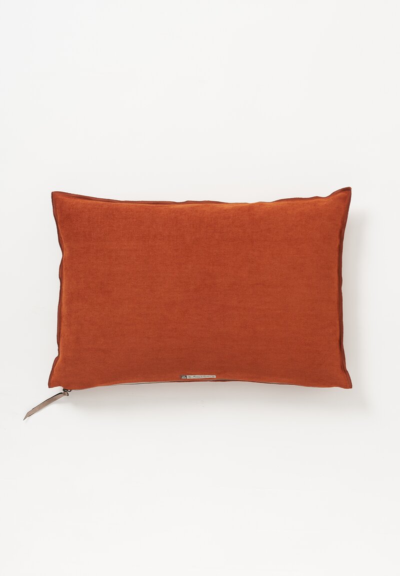 Chenille Soft Washed Linen Pillow in Rouille	