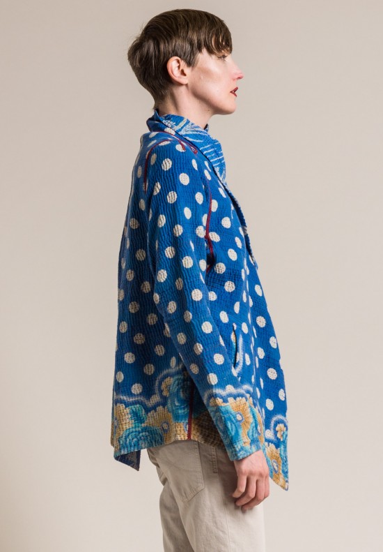 Mieko Mintz 4-Layer Vintage Cotton Drape Collar Jacket in Lavender/Natural